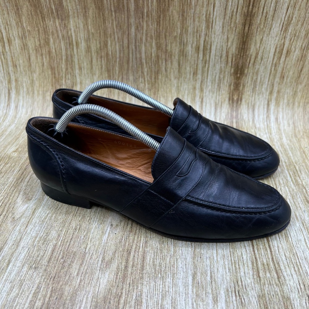 Ralph Lauren Penny Loafer Women's Size 8 B Black Leather Made in Italy 400123